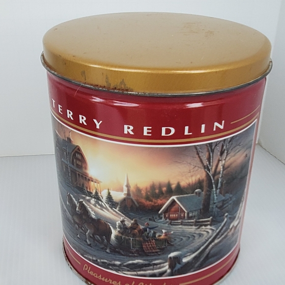 Lot Of 2 Terry Redlin Popcorn Tins Indian Summer Pleasures Of Winter Horses Deer - Picture 9 of 13